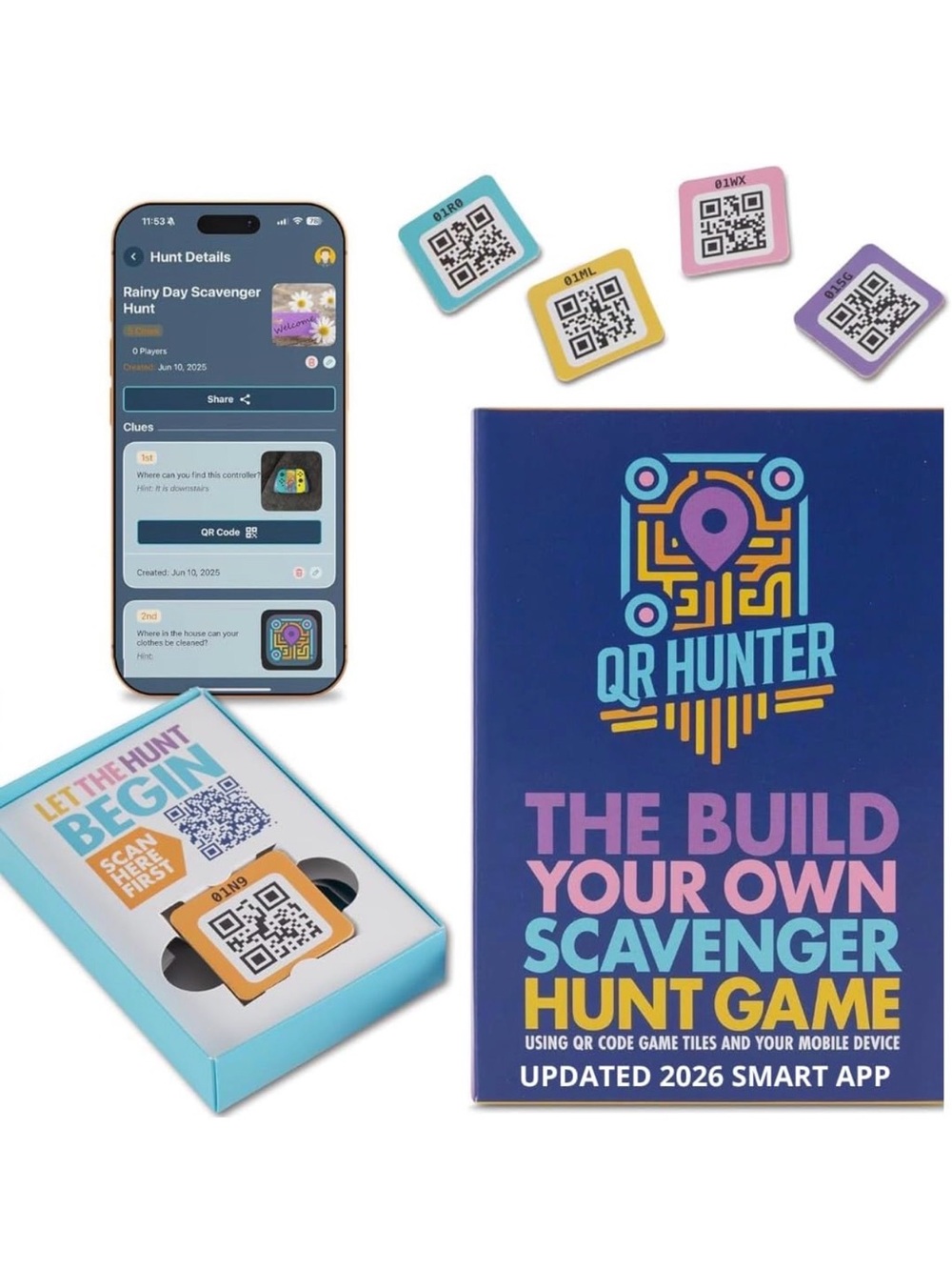 Scavenger Hunt Game | 5-Pack of QR Code Game Tiles